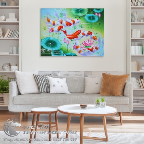 Tranh Phong Thủy Cửu Ngư Chín Con Cá Chép