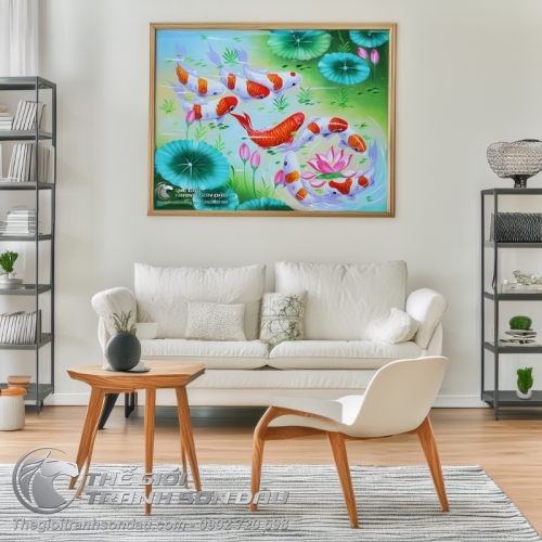 Tranh Phong Thủy Cửu Ngư Chín Con Cá Chép