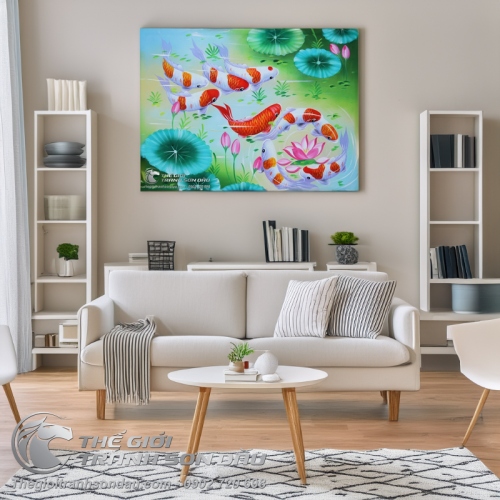 Tranh Phong Thủy Cửu Ngư Chín Con Cá Chép