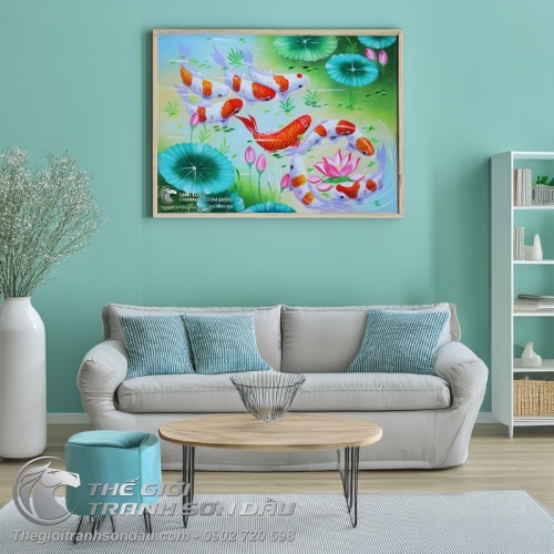 Tranh Phong Thủy Cửu Ngư Chín Con Cá Chép
