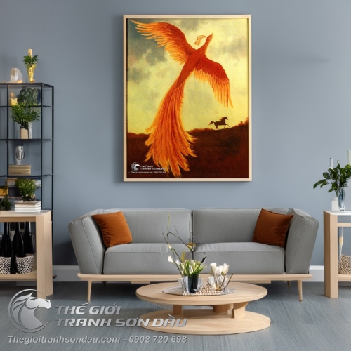 Tranh Phượng Hoàng Lửa Bay Đẹp Khổ Đứng