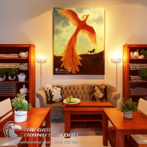 Tranh Phượng Hoàng Lửa Bay Đẹp Khổ Đứng