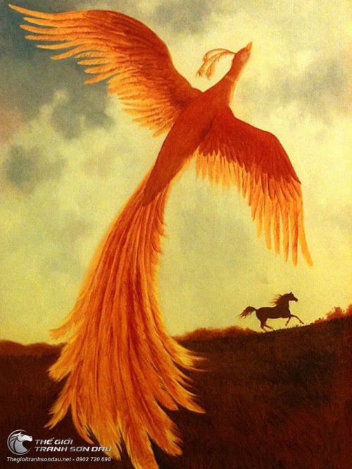 Tranh Phượng Hoàng Lửa Bay Đẹp Khổ Đứng