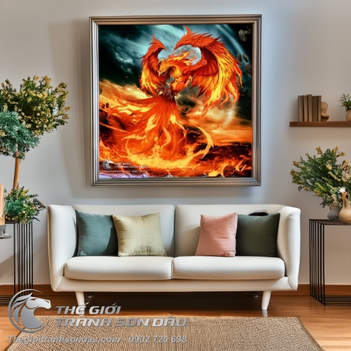 Tranh Phượng Hoàng Lửa Tung Cánh Trong Đêm