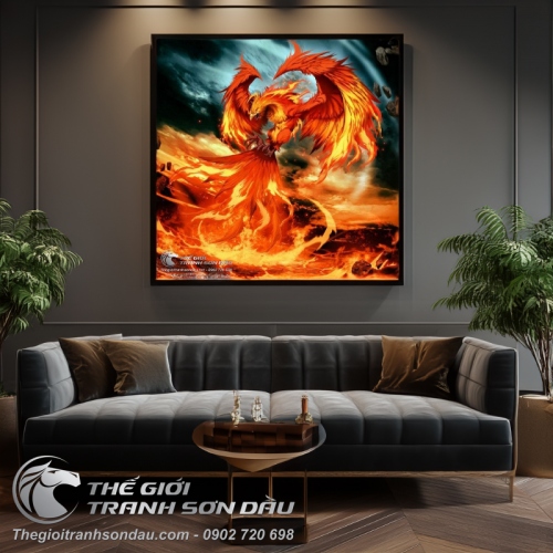Tranh Phượng Hoàng Lửa Tung Cánh Trong Đêm