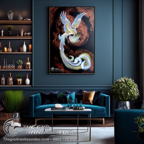 Tranh Phượng Hoàng Trắng Tung Cánh