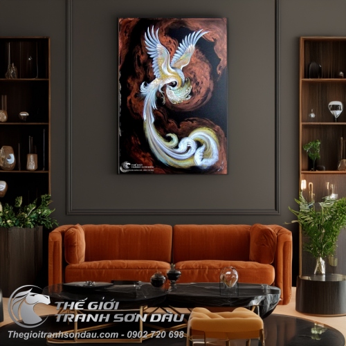 Tranh Phượng Hoàng Trắng Tung Cánh