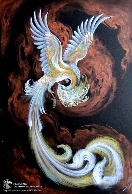 Tranh Phượng Hoàng Trắng Tung Cánh
