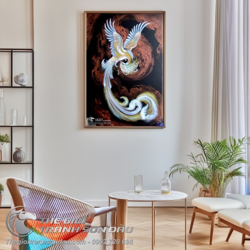 Tranh Phượng Hoàng Trắng Tung Cánh