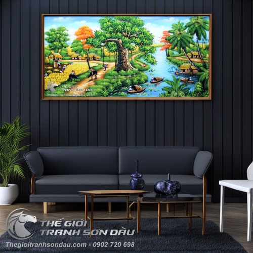 Tranh Quê Hương Cây Đa Bên Cánh Đồng