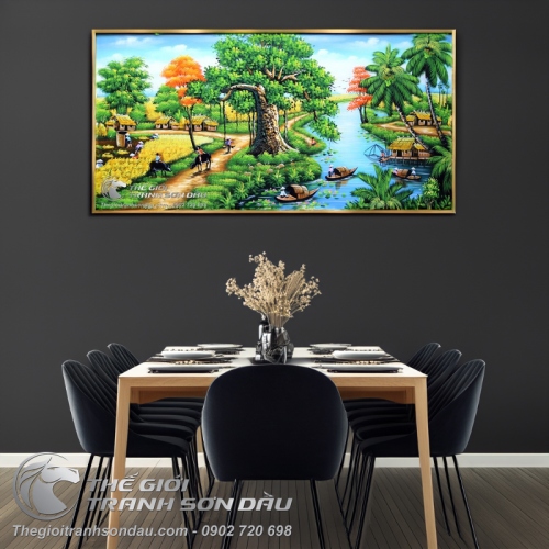 Tranh Quê Hương Cây Đa Bên Cánh Đồng