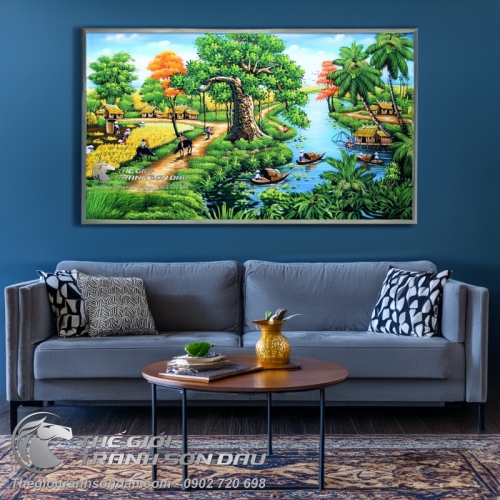 Tranh Quê Hương Cây Đa Bên Cánh Đồng