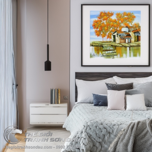 Tranh Quê Hương Hiện Đại Mùa Thu Lá Vàng