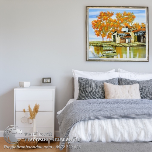 Tranh Quê Hương Hiện Đại Mùa Thu Lá Vàng