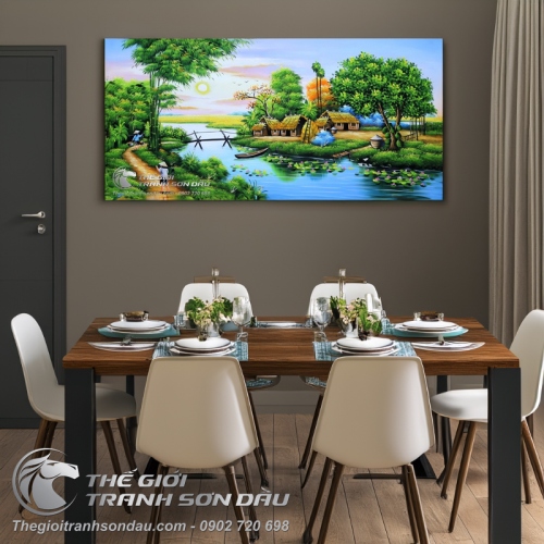 Tranh Quê Hương Mái Nhà Tranh Bên Cầu Tre