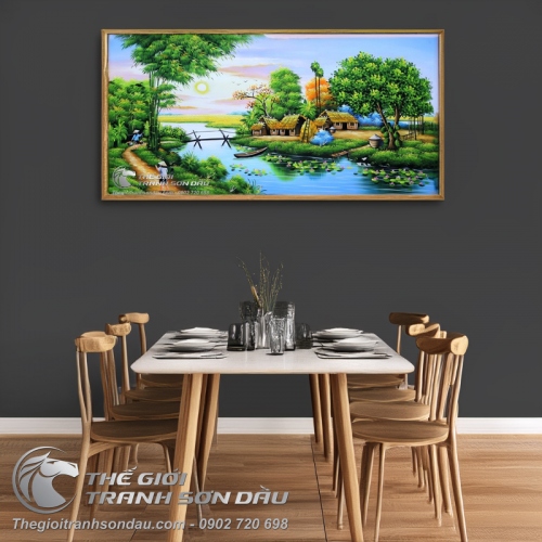 Tranh Quê Hương Mái Nhà Tranh Bên Cầu Tre