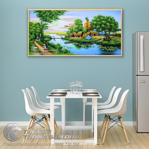 Tranh Quê Hương Mái Nhà Tranh Bên Cầu Tre