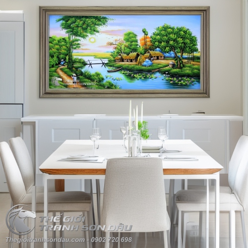 Tranh Quê Hương Mái Nhà Tranh Bên Cầu Tre