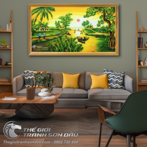 Tranh Quê Hương Sông Nước Miền Tây Lúc Bình Minh