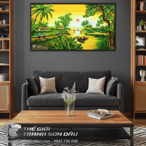 Tranh Quê Hương Sông Nước Miền Tây Lúc Bình Minh