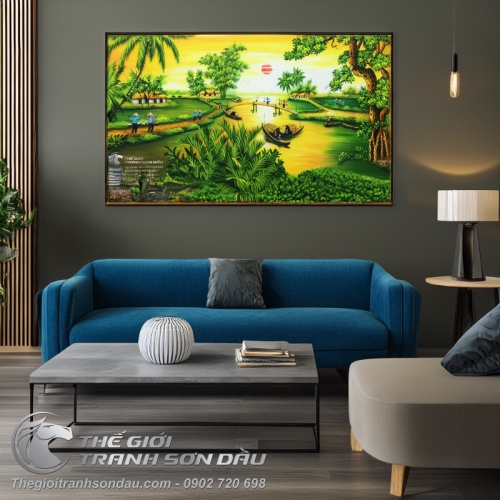 Tranh Quê Hương Sông Nước Miền Tây Lúc Bình Minh