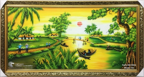 Tranh Quê Hương Sông Nước Miền Tây Lúc Bình Minh