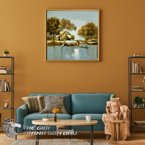 Tranh Quê Hương Vẽ Sơn Dầu Bến Vắng