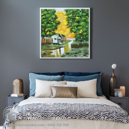 Tranh Quê Hương Việt Nam Nhà Sàn