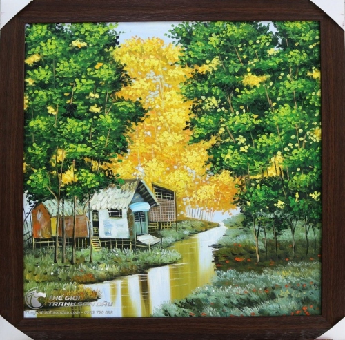 Tranh Quê Hương Việt Nam Nhà Sàn