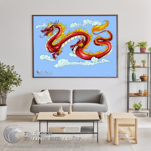 Tranh Rồng Đỏ Cưỡi Mây Trắng