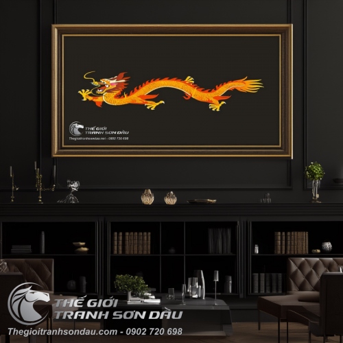 Tranh Rồng Phi Thiên Trên Nền Đen