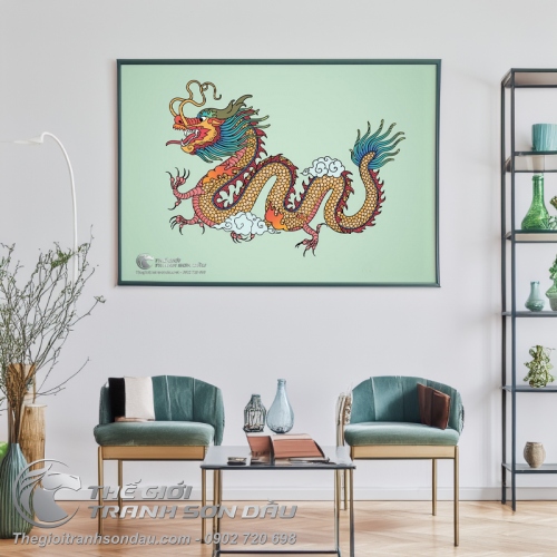 Tranh Rồng Vàng Bay Lên Trời Xanh