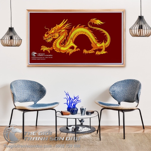 Tranh Rồng Vàng Trên Nền Đỏ Nổi Bật