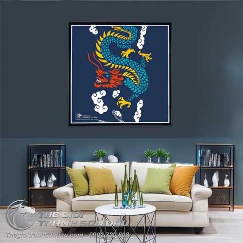 Tranh Rồng Xanh Cưỡi Mây Trời