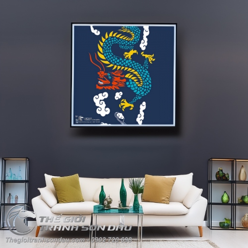 Tranh Rồng Xanh Cưỡi Mây Trời