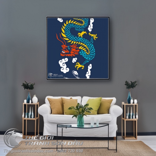 Tranh Rồng Xanh Cưỡi Mây Trời