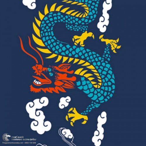 Tranh Rồng Xanh Cưỡi Mây Trời