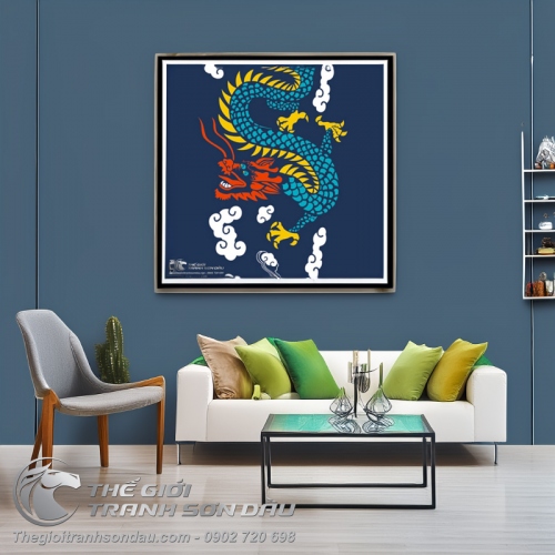 Tranh Rồng Xanh Cưỡi Mây Trời