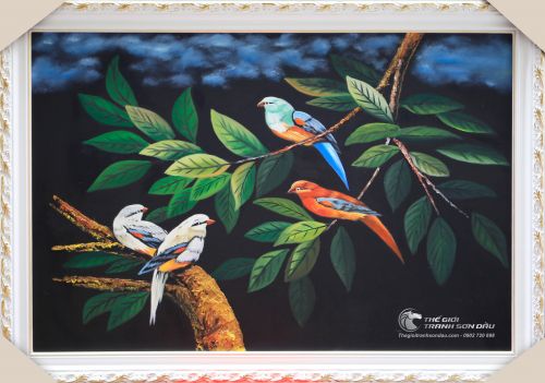 Tranh Sơn Dầu 2 Đôi Chim