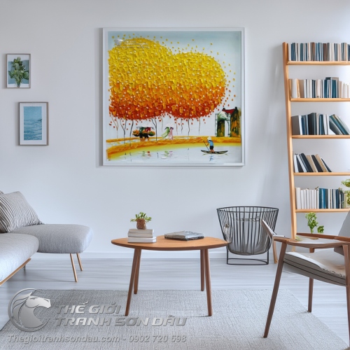Tranh Sơn Dầu Cây Vàng Phong Cảnh Việt Nam