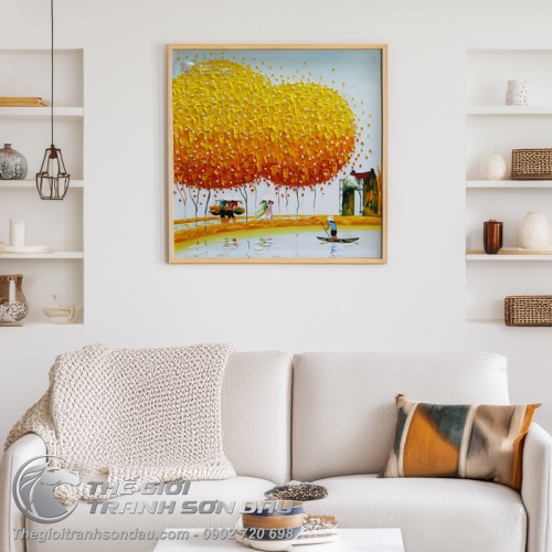 Tranh Sơn Dầu Cây Vàng Phong Cảnh Việt Nam