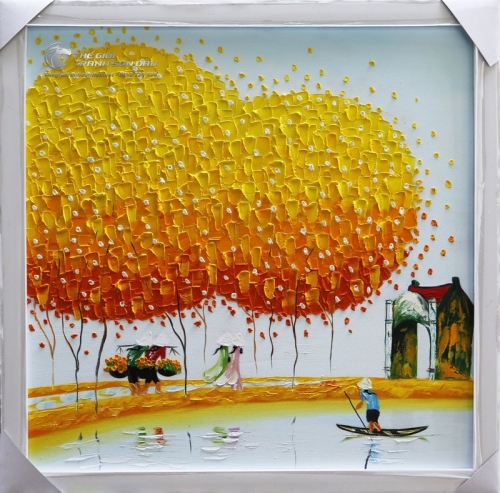 Tranh Sơn Dầu Cây Vàng Phong Cảnh Việt Nam