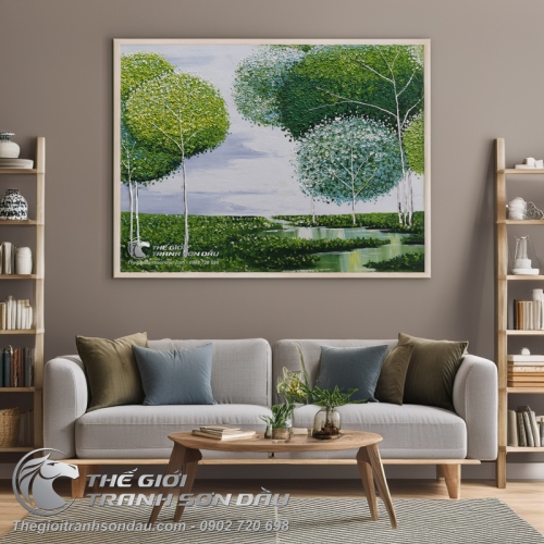 Tranh Sơn Dầu Cây Vẽ Dày Màu Hiện Đại