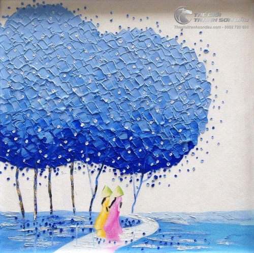 Tranh Sơn Dầu Cây Xanh Dương Phong Cảnh Việt Nam