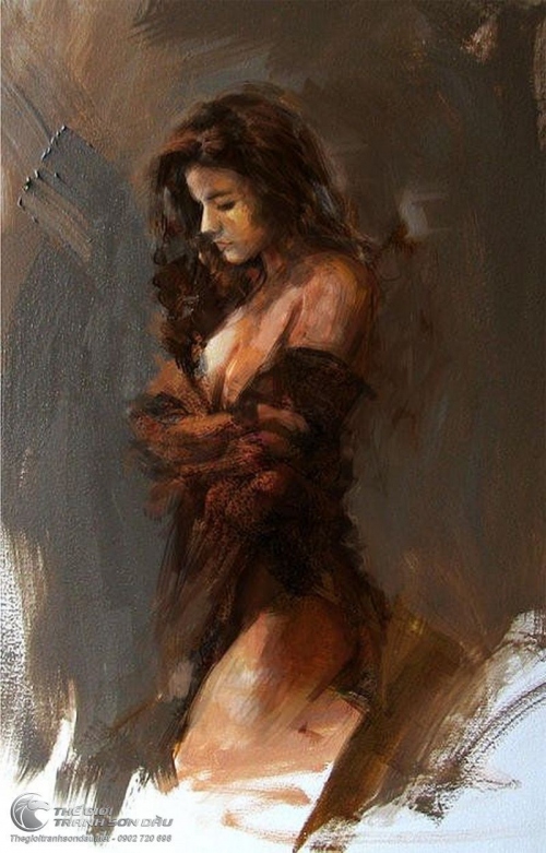 Tranh Sơn Dầu Cô Gái Bán Khỏa Thân