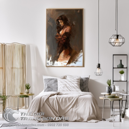 Tranh Sơn Dầu Cô Gái Bán Khỏa Thân