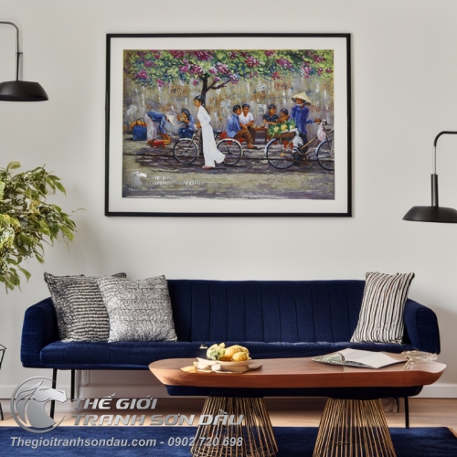 Tranh Sơn Dầu Cô Gái Việt Nam Đi Xe Đạp