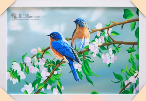 Tranh Sơn Dầu Đôi Chim Đẹp Tặng Đám Cưới