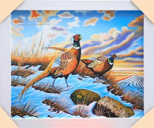 Tranh Sơn Dầu Đôi Chim Uyên Ương Đẹp Tặng Cưới