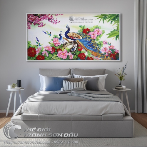 Tranh Sơn Dầu Đôi Công Uyên Ương Quà Cưới Ý Nghĩa